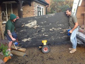 Installng Cosmic Black Leather granite worktops