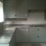 New kitchen with mint cupboards